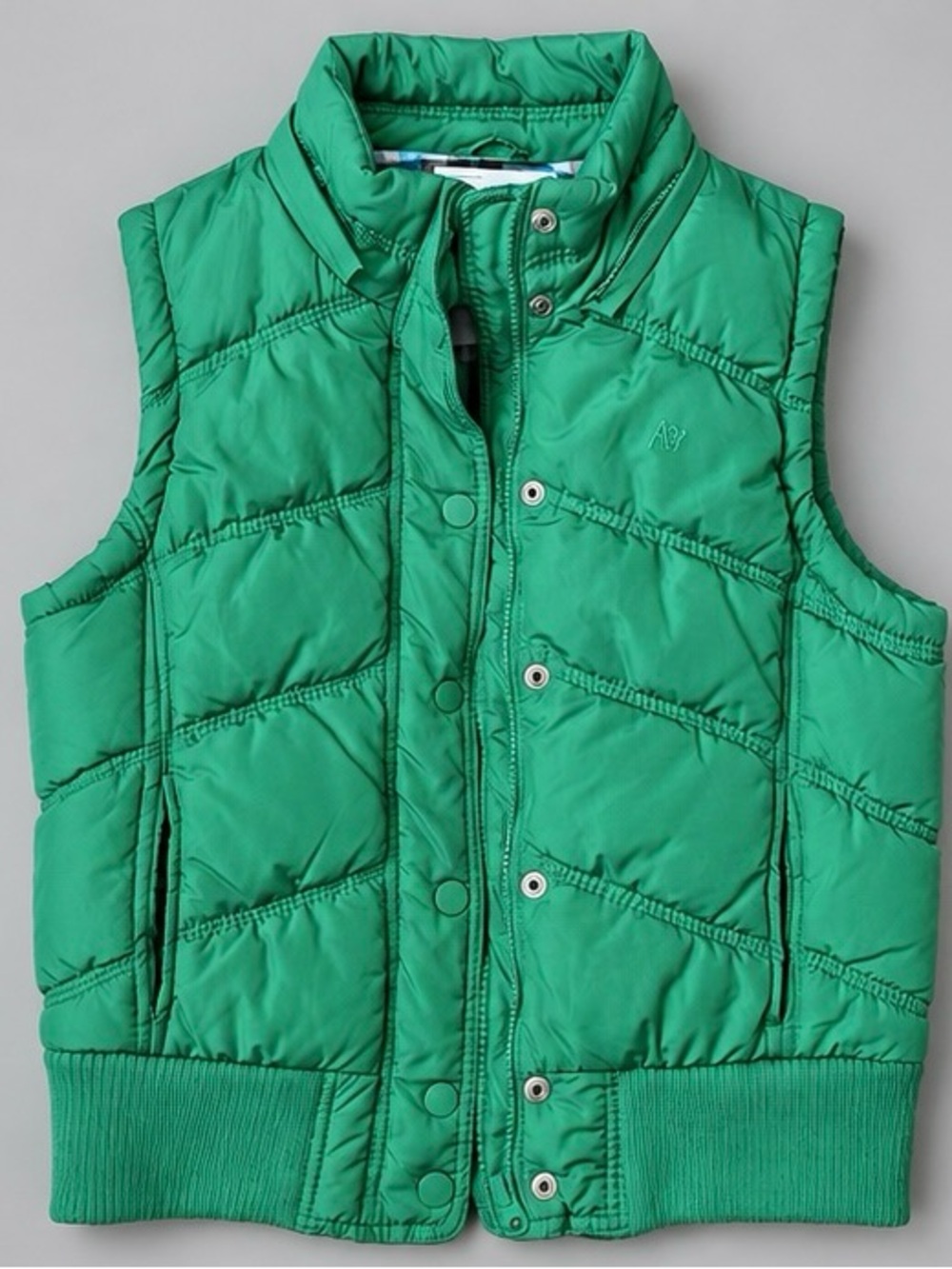 Aeropostale 87 Green Puffer Vest Plaid Lined Women’s Large
